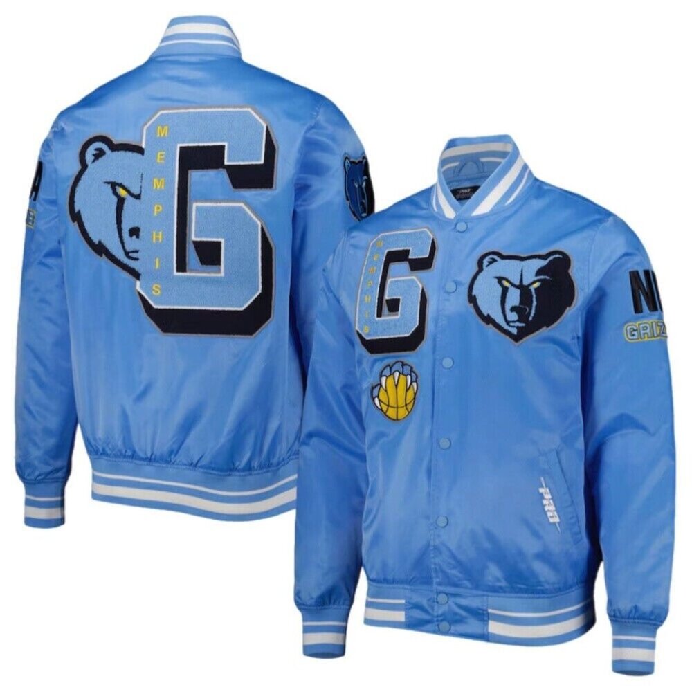 NBA Memphis Grizzlies Retro Mash Up Logo Satin Jacket Pro Standard XL NEW!